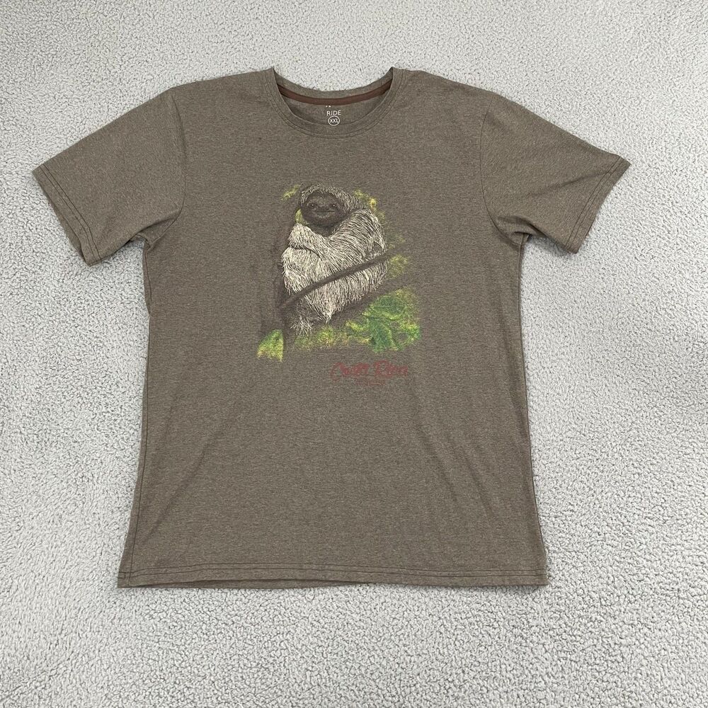 Sloth Costa Rica Shirt Men XXL Brown Ride Destination Travel Short Sleeve Tee - Picture 1 of 9